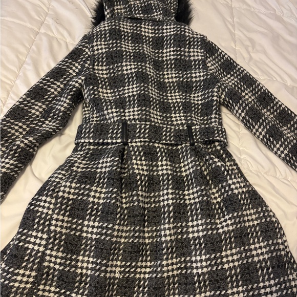 Iz Byer Black and White Plaid Pea Coat - Picture 2 of 3